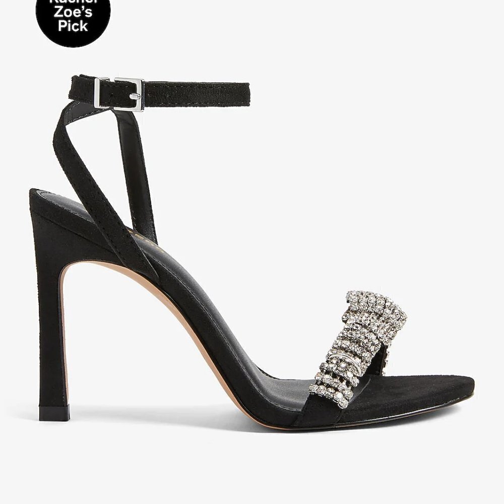 Rhinestone Embellished Knot Heeled Sandals